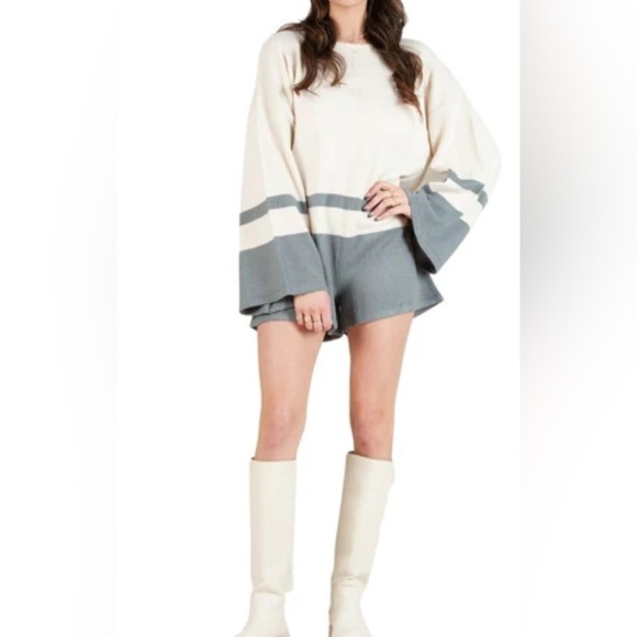 Lucca Pants - LUCCA Cream and Gray Jumpsuit KNITTED 
NAVY -